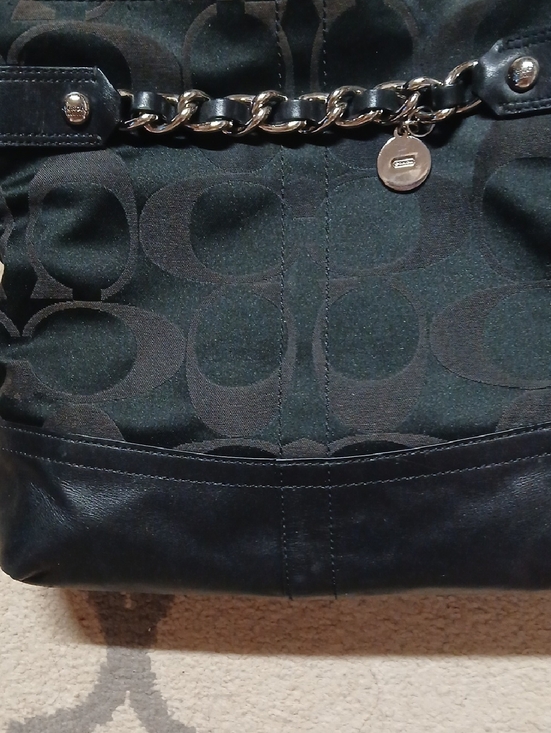 Coach Handbags - Coach Black Signature Chain-Trim Shoulder Bag